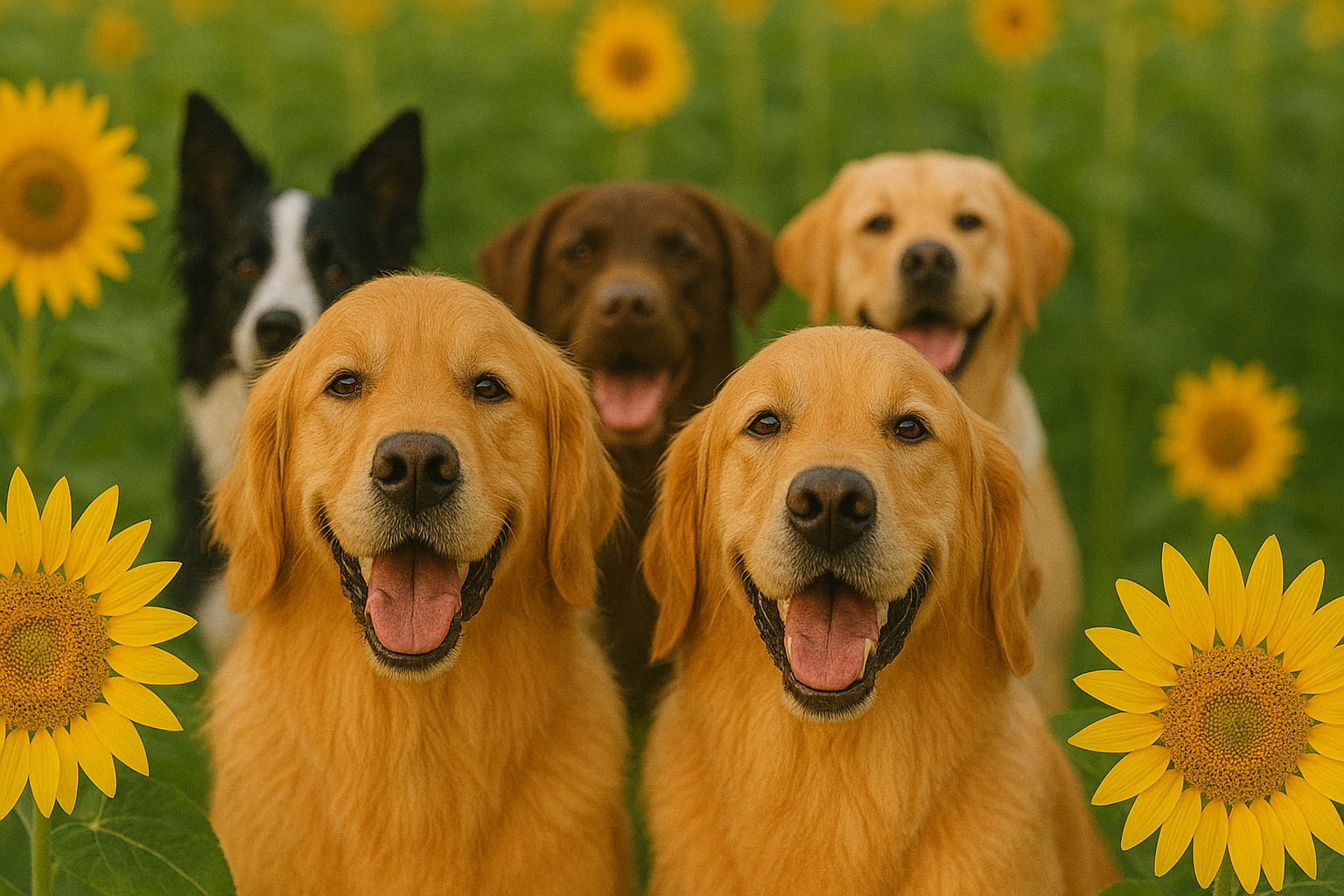 Working Dogs and Sunflowers Image