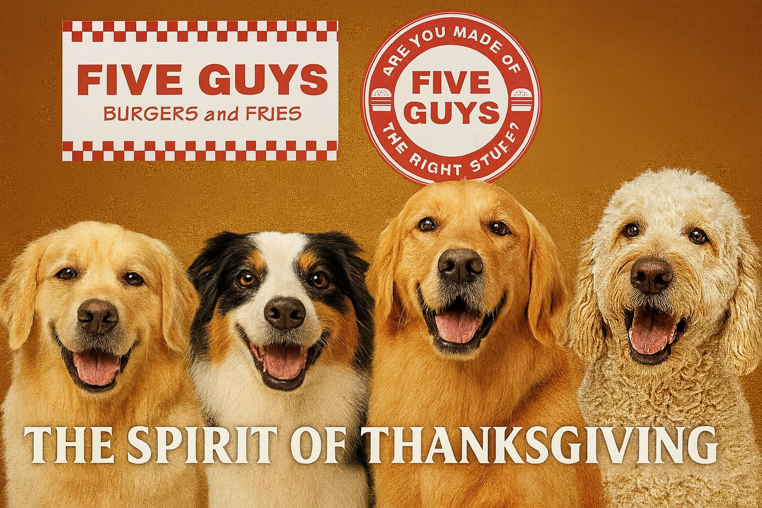 Five Guys logo with Therapy Dogs | CLICK