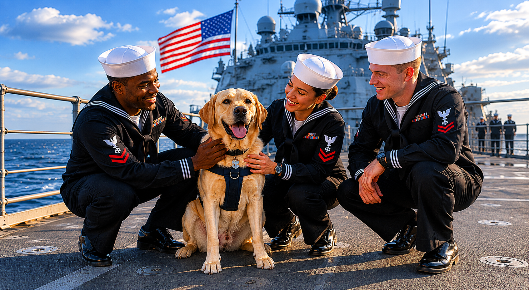 11 months at sea aboard the USS Gerald R. Ford serving as a therapy dog