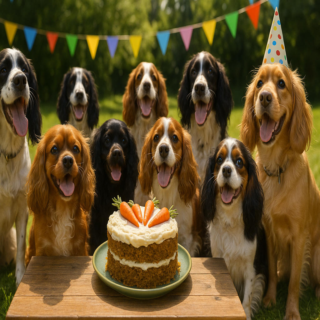Collection of spaniels at their party