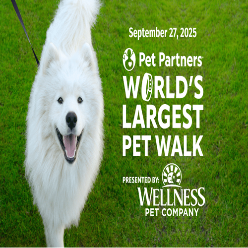 World's Largest Pet Walk logo and dog