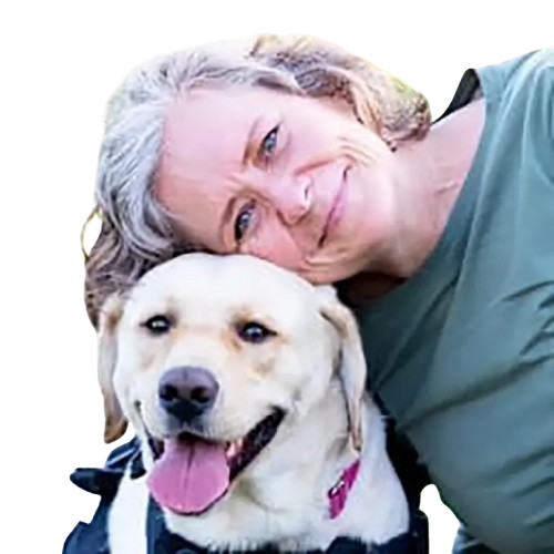 Sarah Van Vooren with her service dog, Mooney