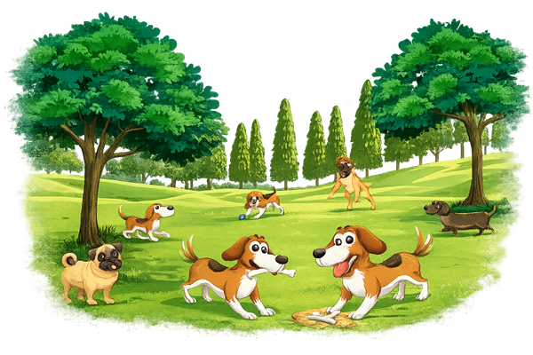 Dog Park Cartoon Image