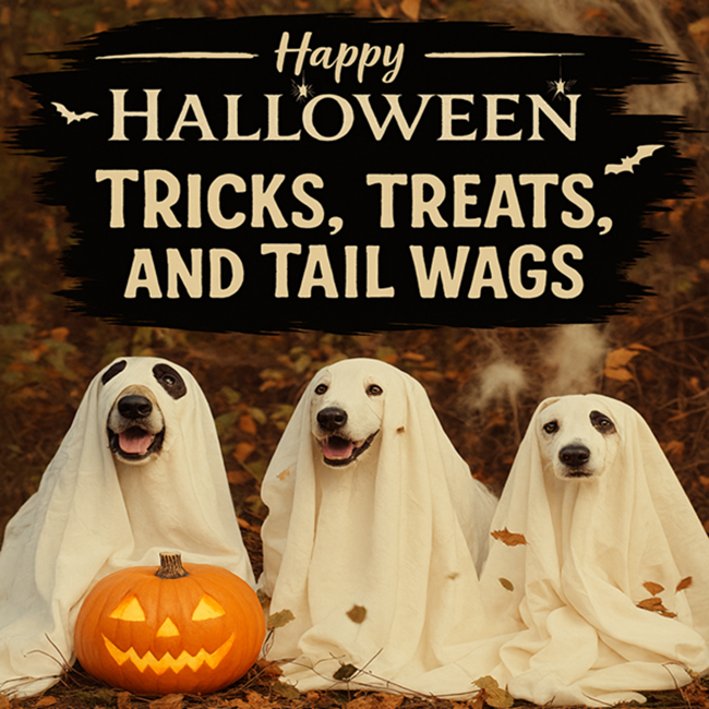 Happy Halloween - Tricks, Treats and Tail Wags October Logo
